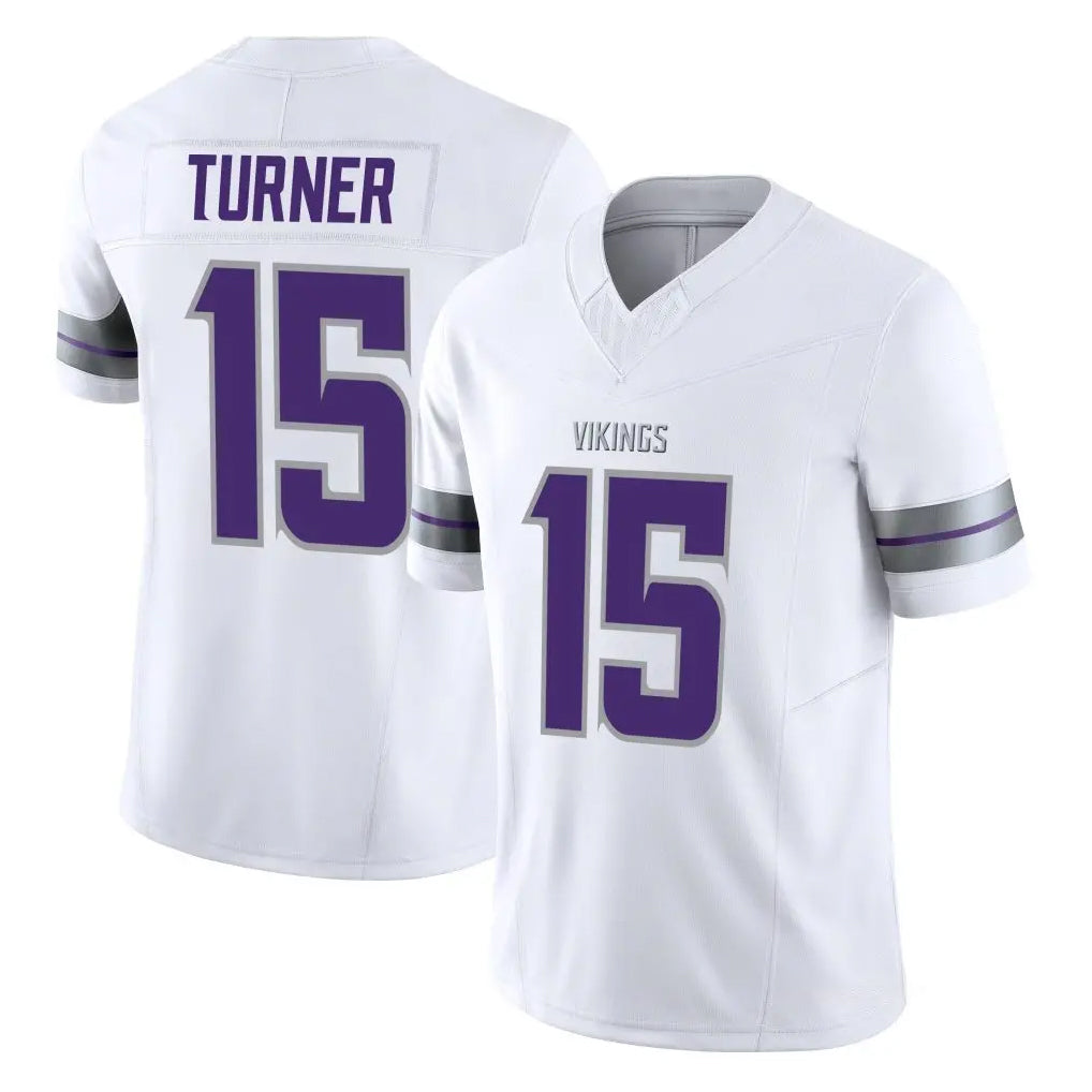 Vanessashop M.Vikings #15 Dallas Turner Player White Limited Alternate Vapor F.U.S.E. Home Game Stitched Jerseys