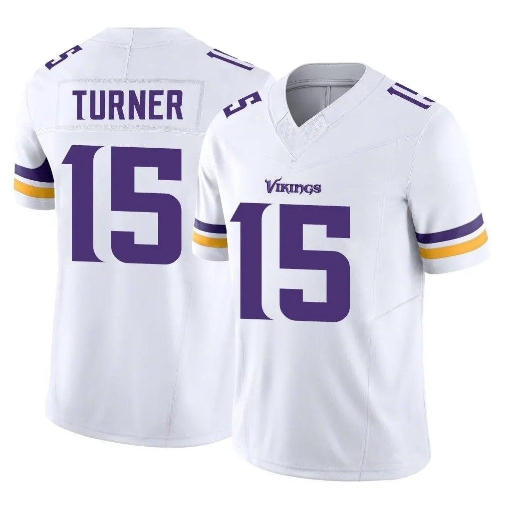 Vanessashop M.Vikings #15 Dallas Turner Player White Limited Vapor F.U.S.E. Home Game Stitched Jerseys