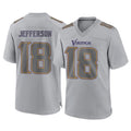 Vanessashop M.Vikings #18 Justin Jefferson Player Gray Atmosphere Fashion Home Game Stitched Jerseys
