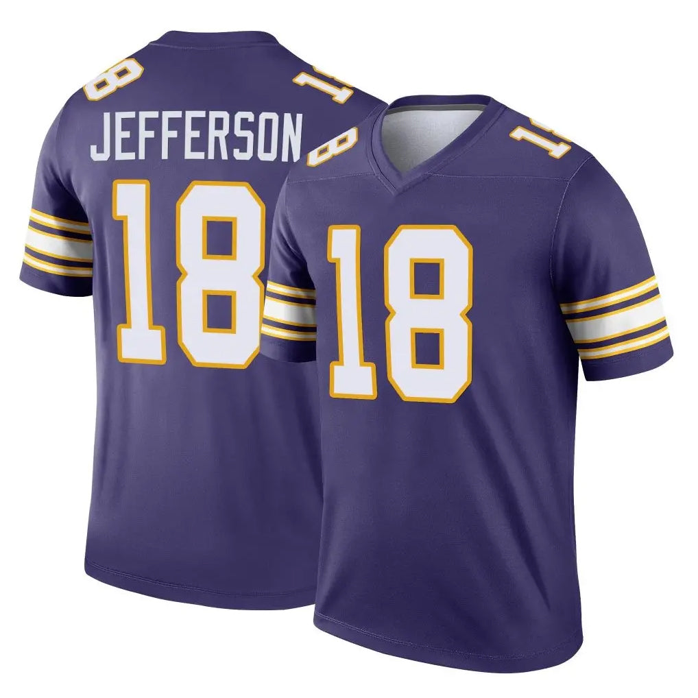 Vanessashop M.Vikings #18 Justin Jefferson Player Purple Limited Classic Home Game Stitched Jerseys