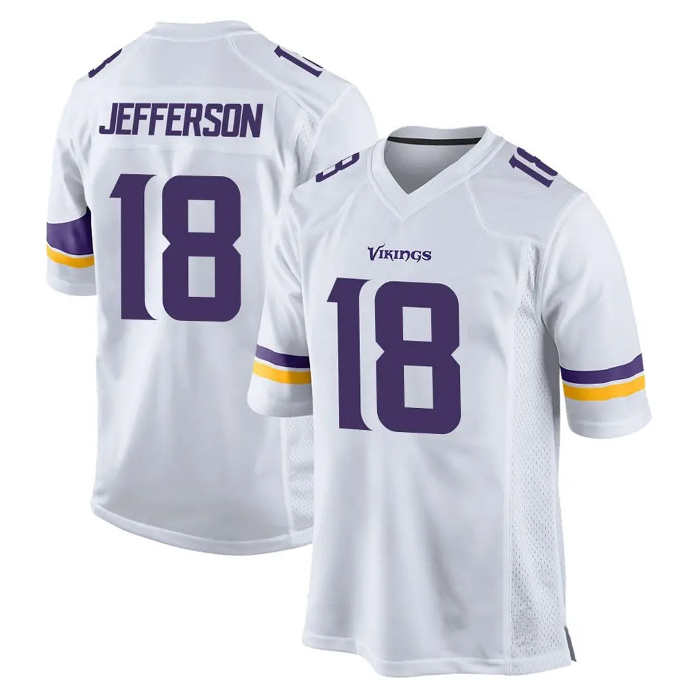 Vanessashop M.Vikings #18 Justin Jefferson Player White Home Game Stitched Jerseys