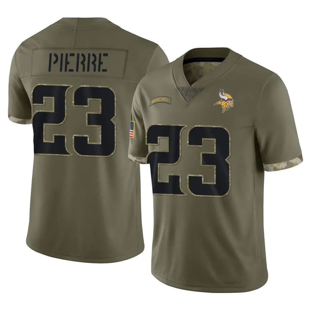 Vanessashop M.Vikings #23 James Pierre Player Olive Salute To Service Limited Stitched Jerseys
