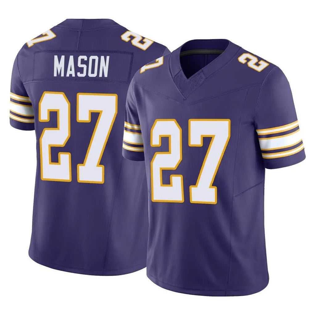 Vanessashop M.Vikings #27 Jordan Mason Player Purple Limited Classic Vapor F.U.S.E. Home Game Stitched Jerseys