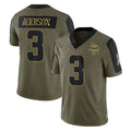 Vanessashop M.Vikings #3 Jordan Addison Player Olive Salute To Service Limited Game Stitched Jerseys