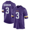 Vanessashop M.Vikings #3 Jordan Addison Player Purple Home Game Stitched Jerseys