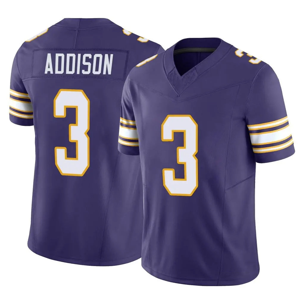 Vanessashop M.Vikings #3 Jordan Addison Player Purple Limited Classic Vapor F.U.S.E. Home Game Stitched Jerseys
