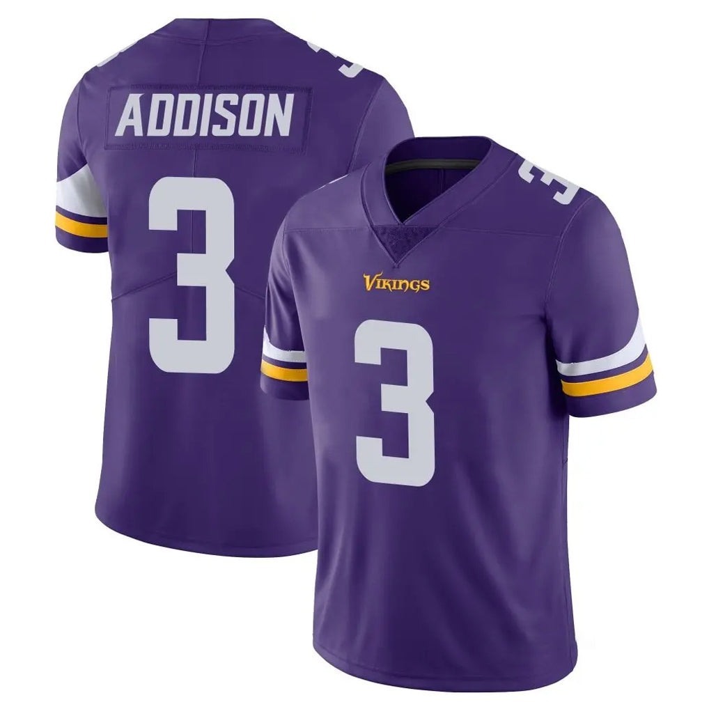 Vanessashop M.Vikings #3 Jordan Addison Player Purple Limited Vapor Untouchable Home Game Stitched Jerseys