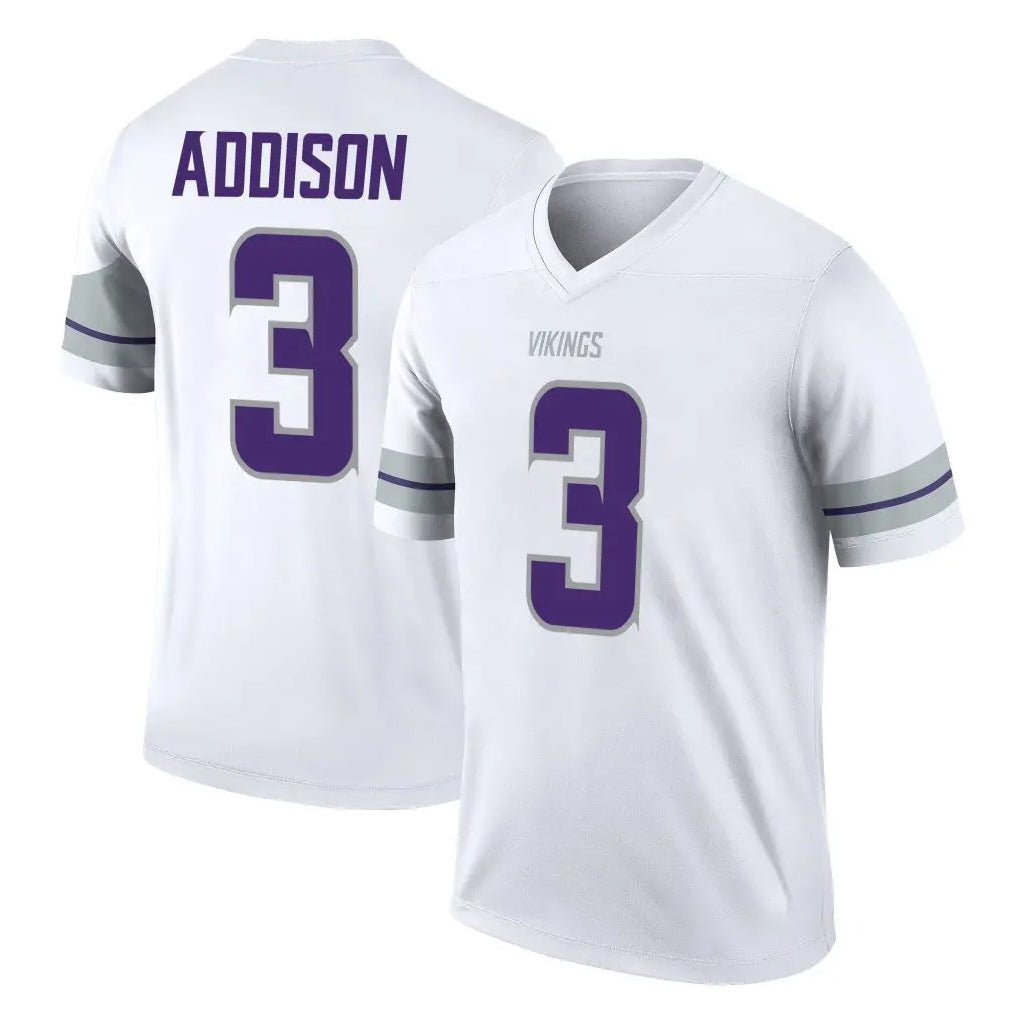 Vanessashop M.Vikings #3 Jordan Addison Player White Alternate Legend Home Game Stitched Jerseys