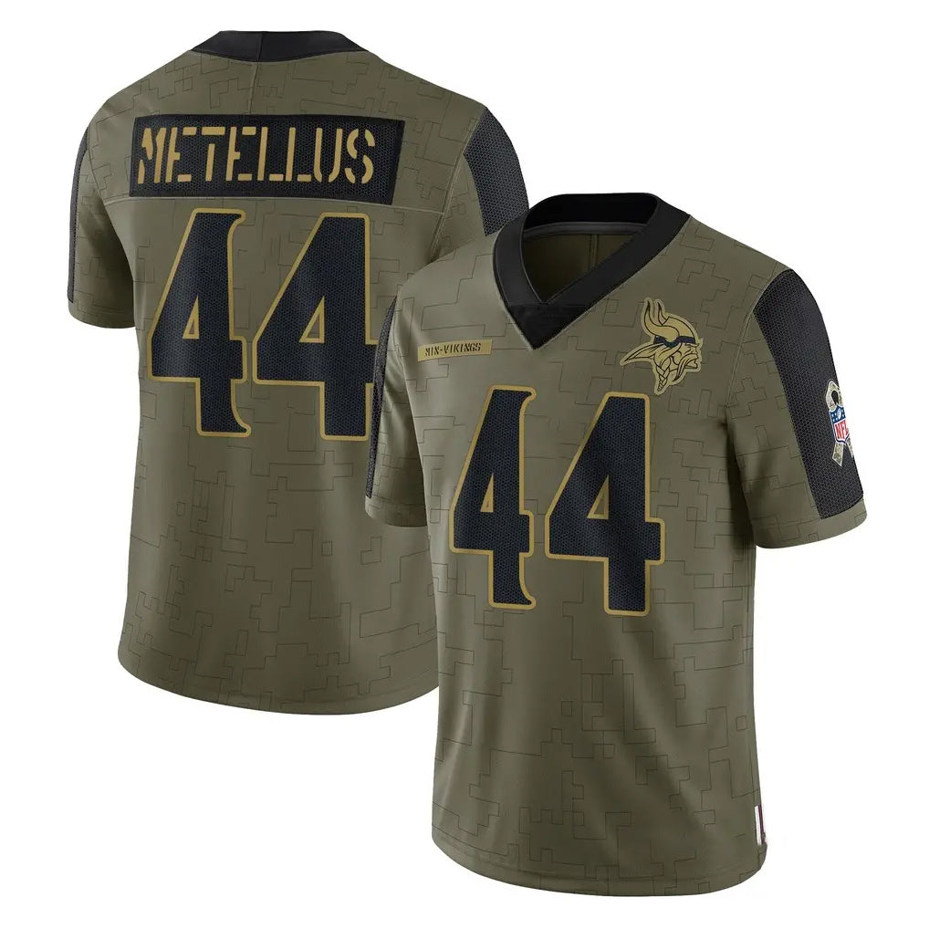 Vanessashop M.Vikings #44 Josh Metellus Player Olive 2025 Salute To Service Limited Game Stitched Jerseys