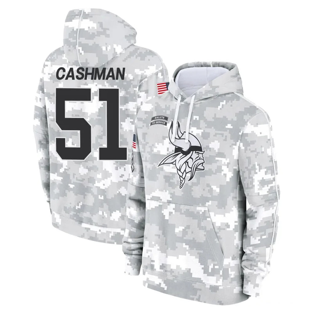 Vanessashop M.Vikings #51 Blake Cashman Player Arctic Camo Salute to Service Pullover Hoodies Limited Game Stitched Jerseys