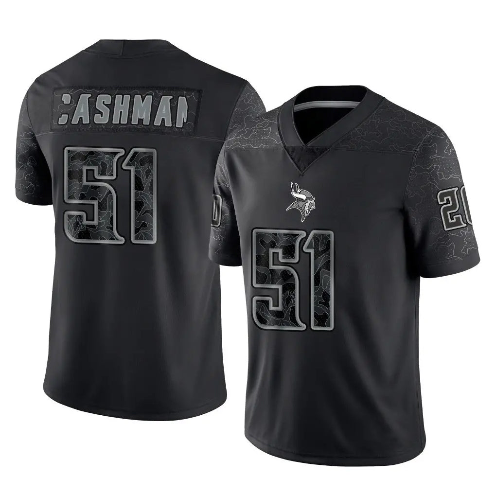 Vanessashop M.Vikings #51 Blake Cashman Player Black Reflective LImited Home Game Stitched Jerseys