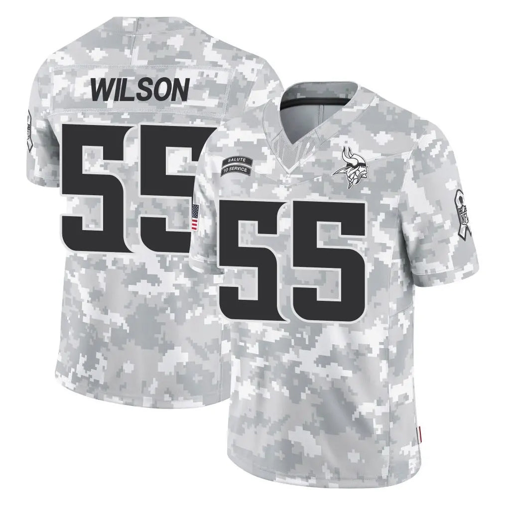 Vanessashop M.Vikings #55 Eric Wilson Player Arctic Camo Salute To Service Limited Game Stitched Jerseys