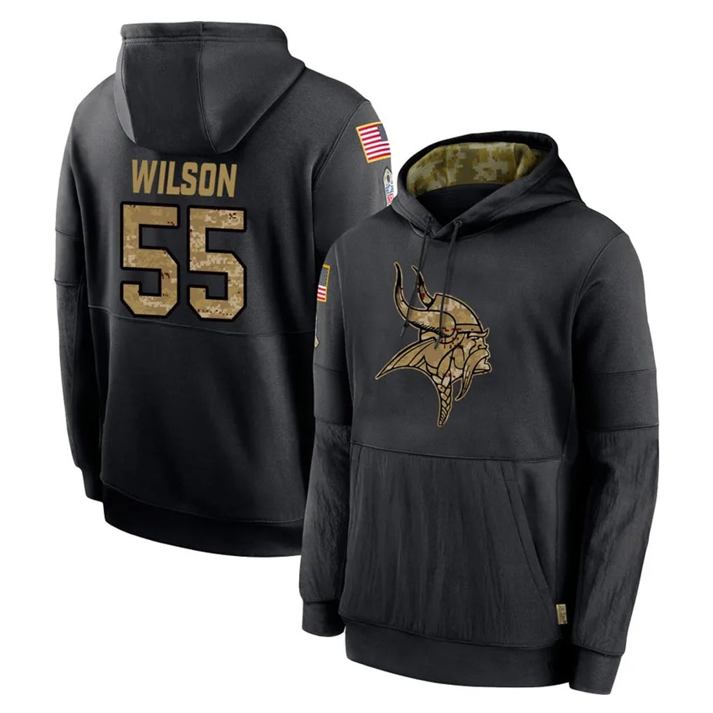 Vanessashop M.Vikings #55 Eric Wilson Player Black Salute to Service Hoodies Limited Game Stitched Jerseys