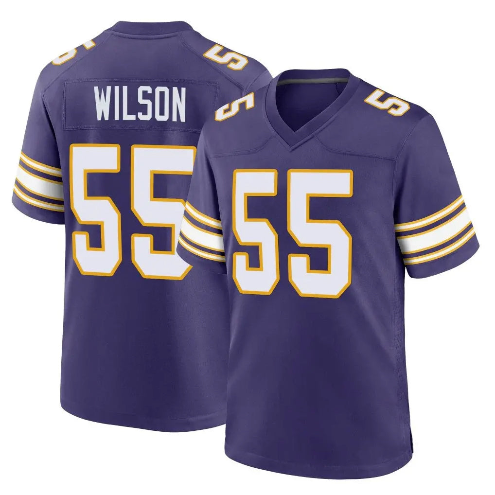 Vanessashop M.Vikings #55 Eric Wilson Player Purple Classic Home Game Stitched Jerseys