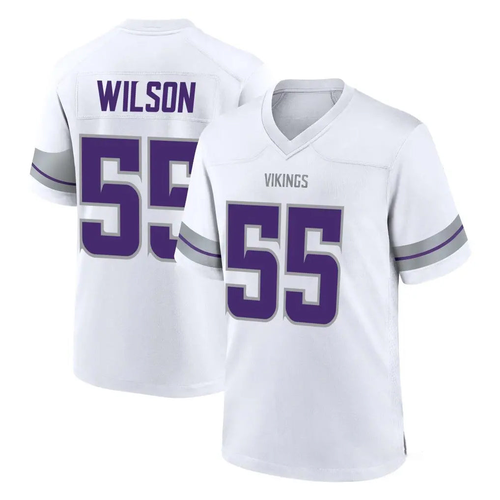 Vanessashop M.Vikings #55 Eric Wilson Player White Alternate Home Game Stitched Jerseys