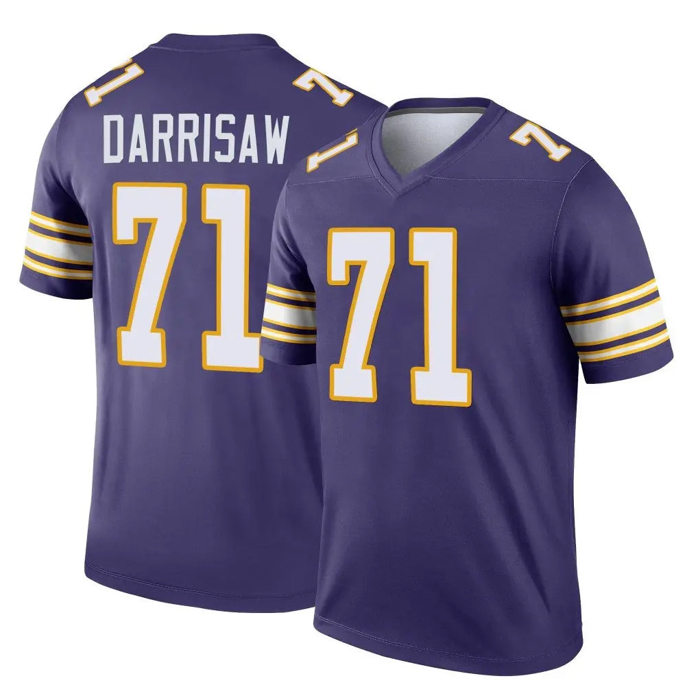 Vanessashop M.Vikings #71 Christian Darrisaw Player Purple Limited Classic Home Game Stitched Jerseys