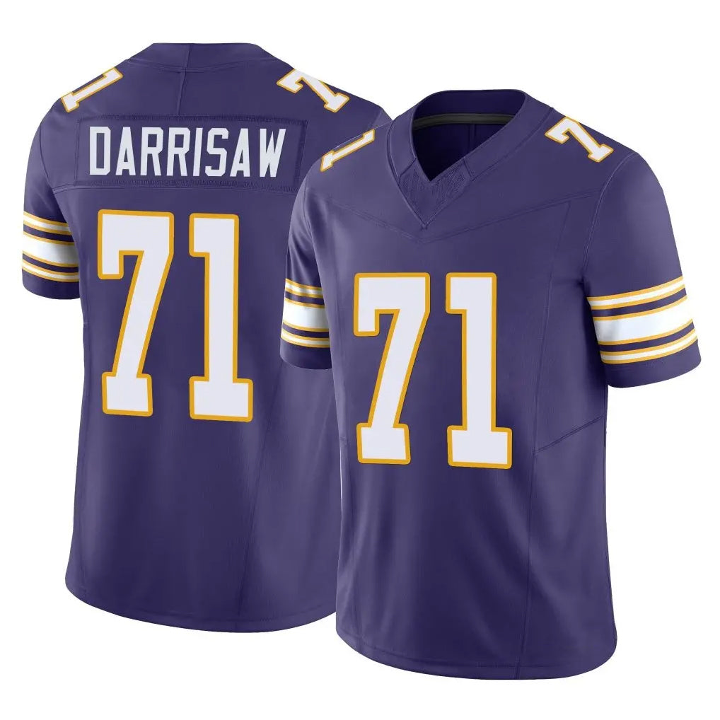 Vanessashop M.Vikings #71 Christian Darrisaw Player Purple Limited Classic Vapor F.U.S.E. Home Game Stitched Jerseys