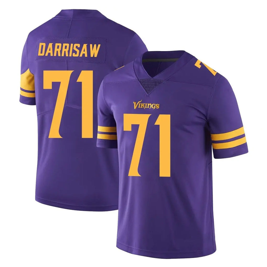 Vanessashop M.Vikings #71 Christian Darrisaw Player Purple Limited Color Rush Home Game Stitched Jerseys