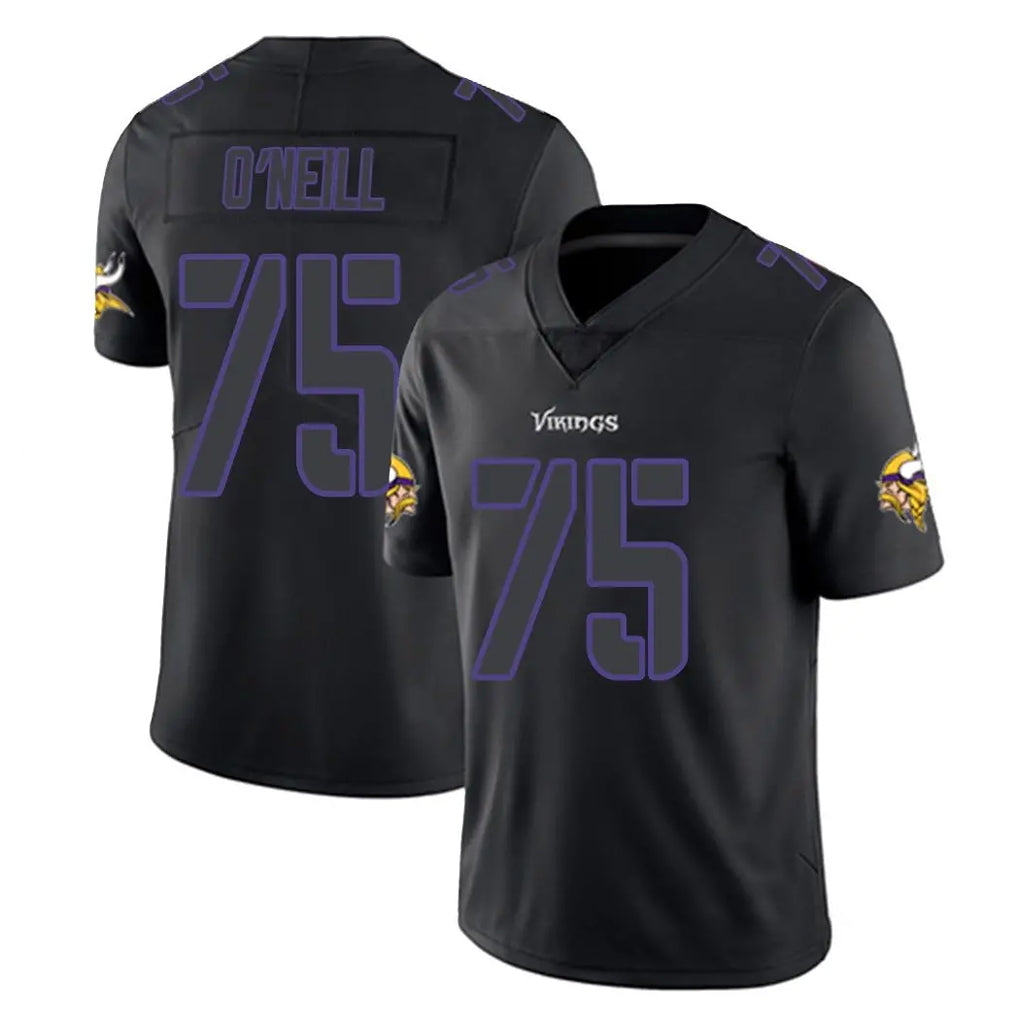 Vanessashop M.Vikings #75 Brian O'Neill Player Black Impact LImited Home Game Stitched Jerseys