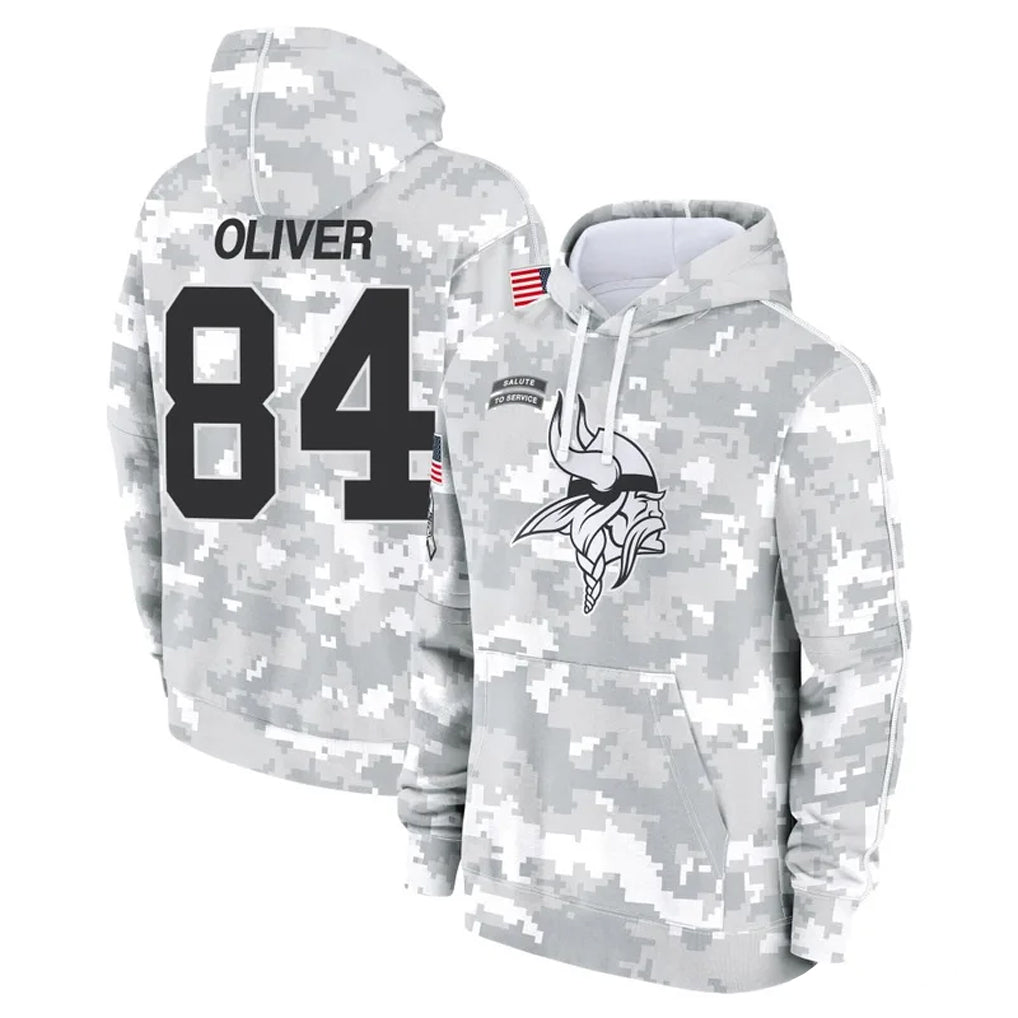 Vanessashop M.Vikings #84 Josh Oliver Player Arctic Camo Salute to Service Pullover Hoodies Limited Game Stitched Jerseys