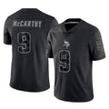 Vanessashop M.Vikings #9 J.J. McCarthy Player Black Reflective LImited Home Game Stitched Jerseys