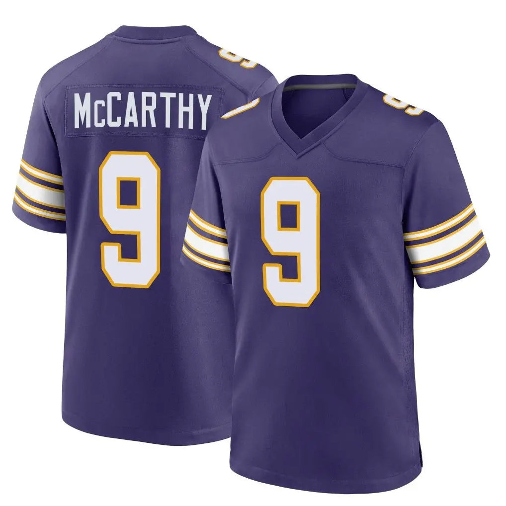 Vanessashop M.Vikings #9 J.J. McCarthy Player Purple Classic Home Game Stitched Jerseys