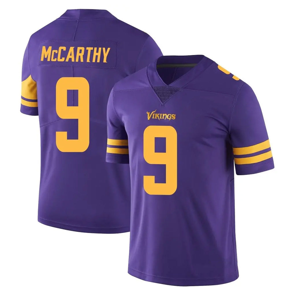 Vanessashop M.Vikings #9 J.J. McCarthy Player Purple Limited Color Rush Home Game Stitched Jerseys
