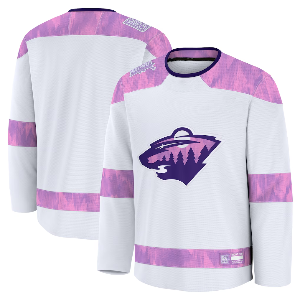 Vanessashop M.Wild White 2024 Hockey Fights Cancer Practice Jerseys