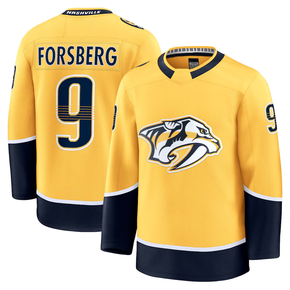Vanessashop N.Predators #9 Filip Forsberg Gold Home Breakaway Jerseys