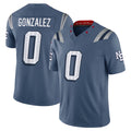 Vanessashop NE.Patriots #0 Christian Gonzalez Player Blue Limited Rivalries Collection Home Game Stitched Jerseys