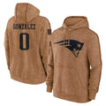 Vanessashop NE.Patriots #0 Christian Gonzalez Player Brown Salute to Service Pullover Hoodies Limited Game Stitched Jerseys