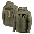 Vanessashop NE.Patriots #0 Christian Gonzalez Player Olive Salute to Service Pullover Hoodies Home Game Stitched Jerseys