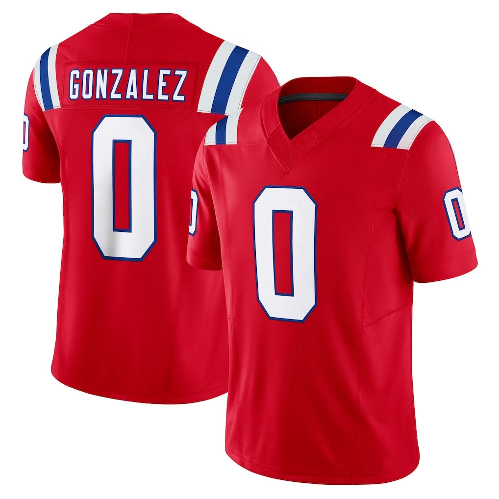 Vanessashop NE.Patriots #0 Christian Gonzalez Player Red Limited Vapor F.U.S.E. Home Game Stitched Jerseys