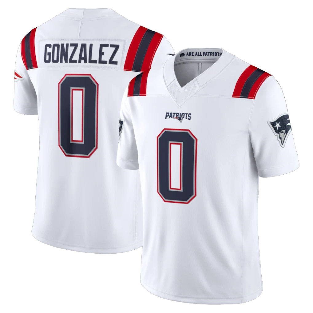 Vanessashop NE.Patriots #0 Christian Gonzalez Player White Limited Vapor F.U.S.E. Home Game Stitched Jerseys