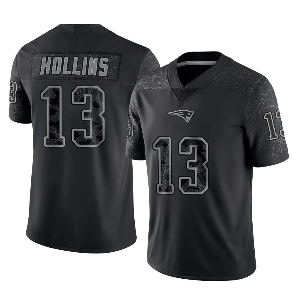 Vanessashop NE.Patriots #13 Mack Hollins Player Black Reflective LImited Home Game Stitched Jerseys