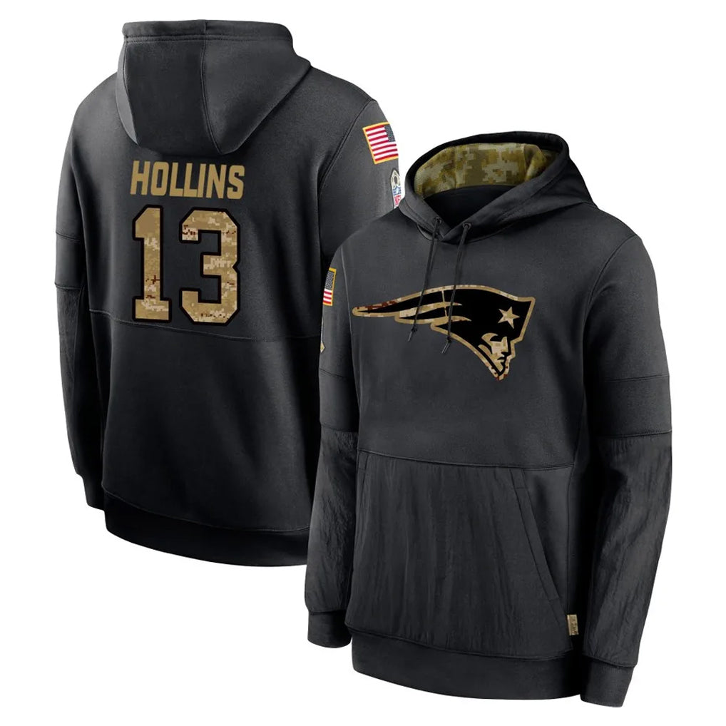 Vanessashop NE.Patriots #13 Mack Hollins Player Black Salute to Service Hoodies Limited Game Stitched Jerseys