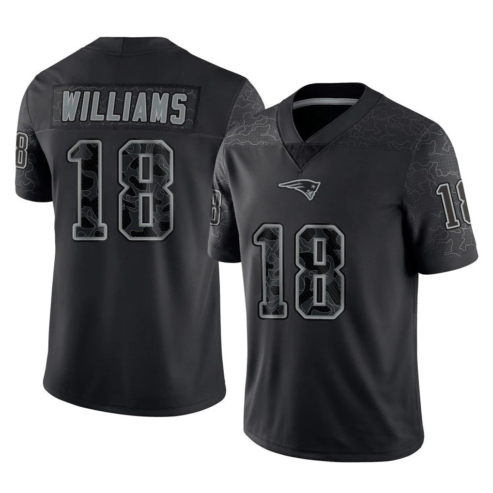 Vanessashop NE.Patriots #18 Kyle Williams Player Black Reflective LImited Home Game Stitched Jerseys
