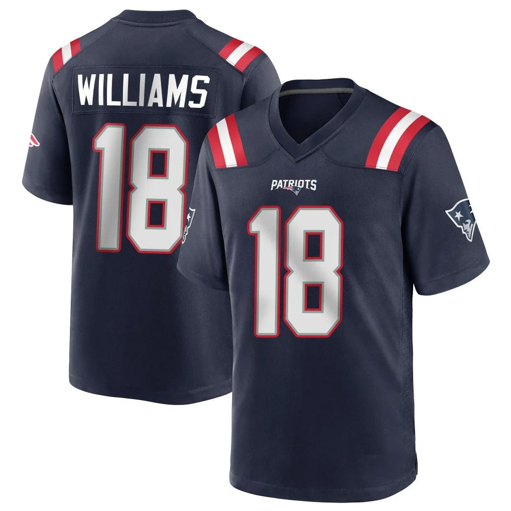 Vanessashop NE.Patriots #18 Kyle Williams Player Navy Home Game Stitched Jerseys