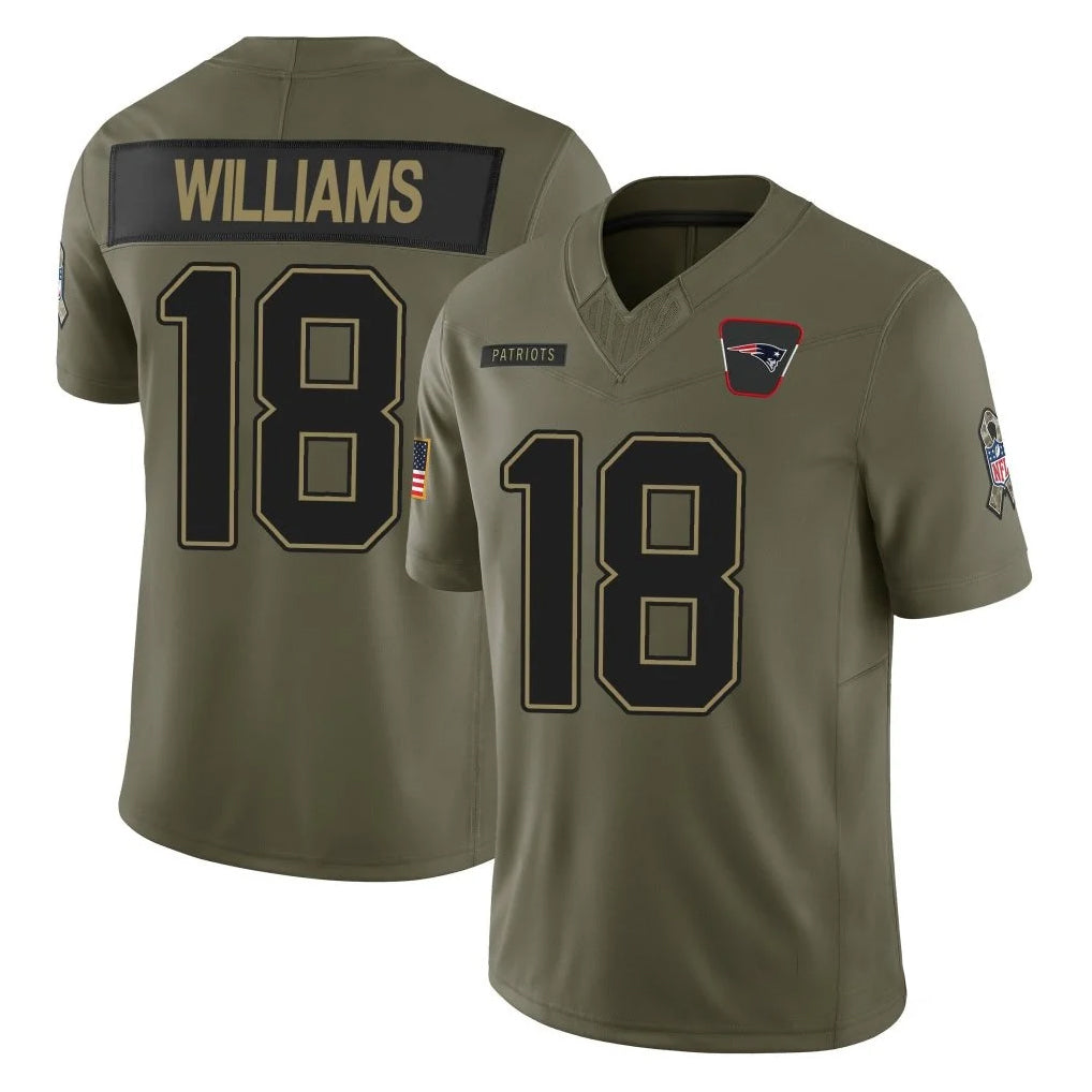 Vanessashop NE.Patriots #18 Kyle Williams Player Olive Salute To Service Limited Stitched Jerseys