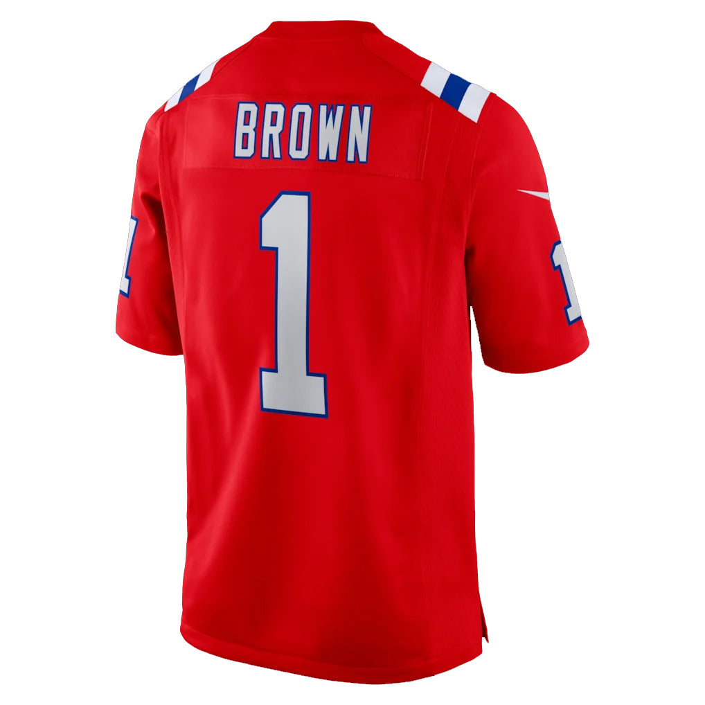 Vanessashop NE.Patriots #1 A.J. Brown Player Red Home Game Stitched Jerseys
