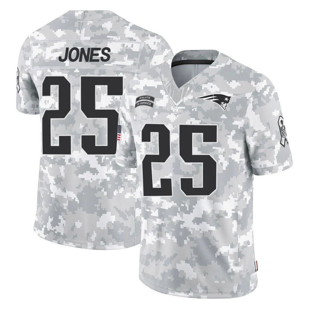 Vanessashop NE.Patriots #25 Marcus Jones Player Arctic Camo Salute To Service Limited Game Stitched Jerseys