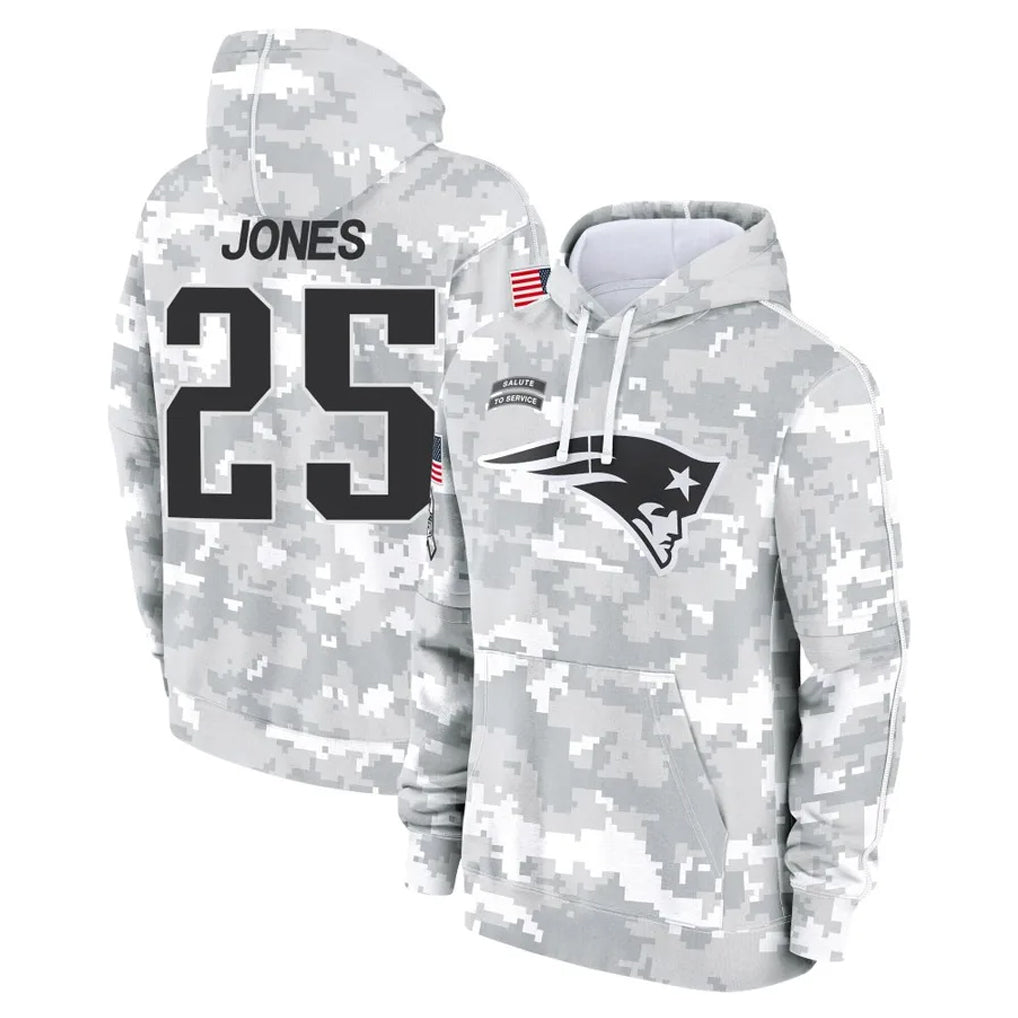 Vanessashop NE.Patriots #25 Marcus Jones Player Arctic Camo Salute to Service Pullover Hoodies Limited Game Stitched Jerseys