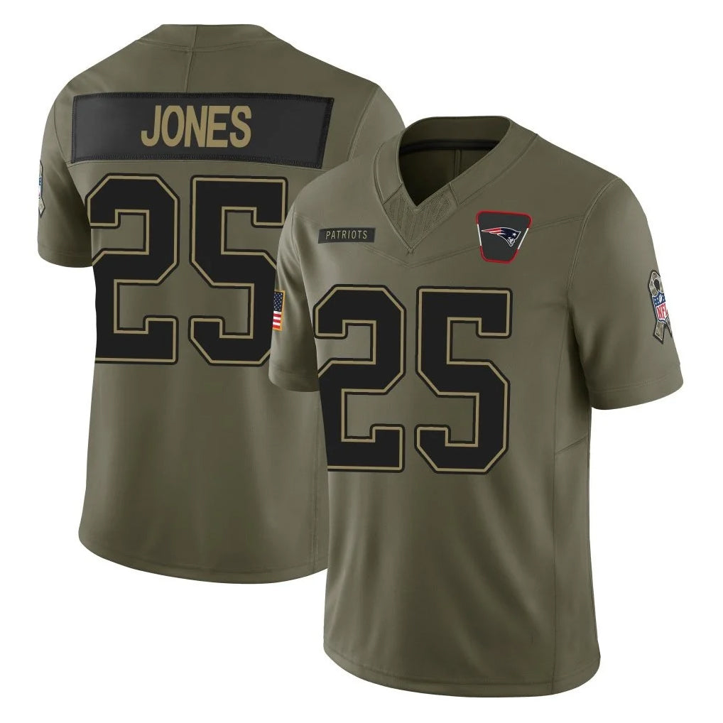 Vanessashop NE.Patriots #25 Marcus Jones Player Olive Salute To Service Limited Stitched Jerseys