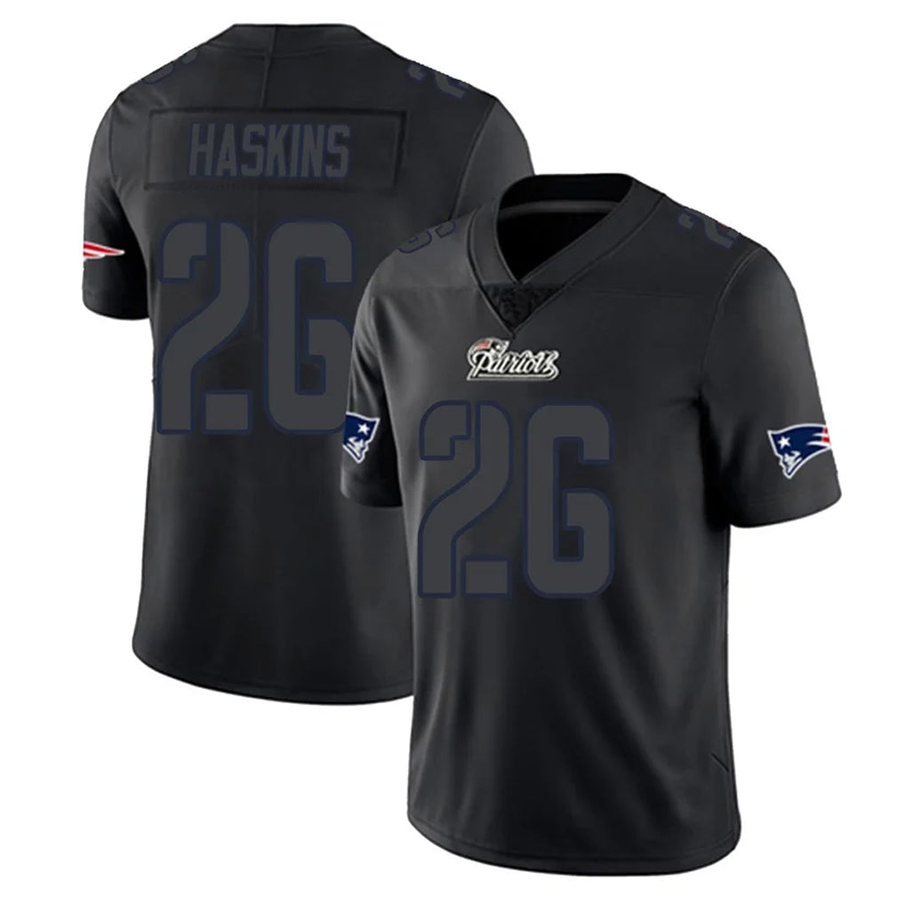 Vanessashop NE.Patriots #26 Hassan Haskins Player Black Impact LImited Home Game Stitched Jerseys