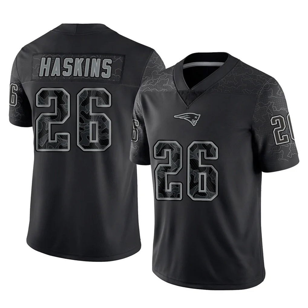 Vanessashop NE.Patriots #26 Hassan Haskins Player Black Reflective LImited Home Game Stitched Jerseys