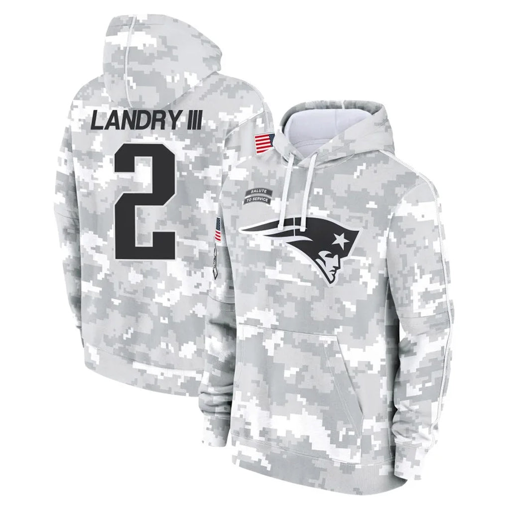 Vanessashop NE.Patriots #2 Harold Landry III Player Arctic Camo Salute to Service Pullover Hoodies Limited Game Stitched Jerseys