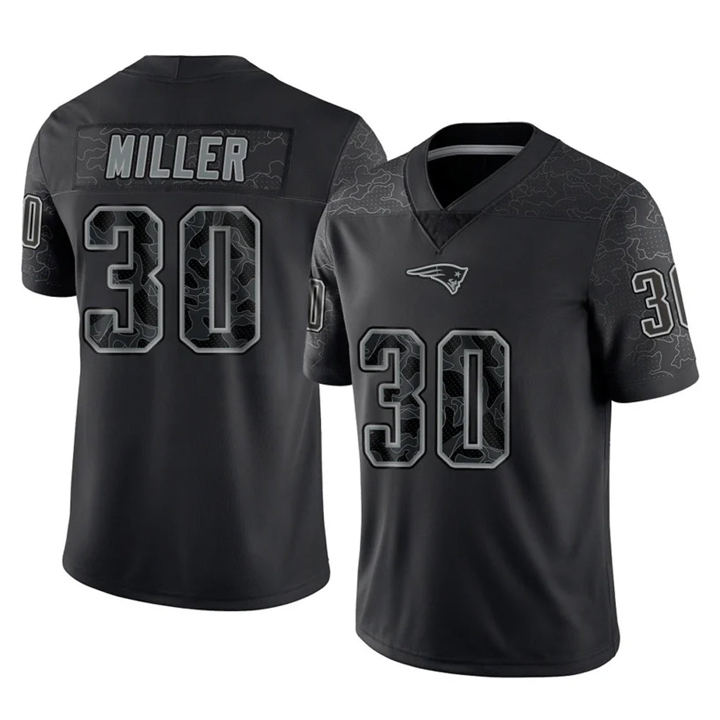 Vanessashop NE.Patriots #30 Jam Miller Player Black Reflective LImited Home Game Stitched Jerseys