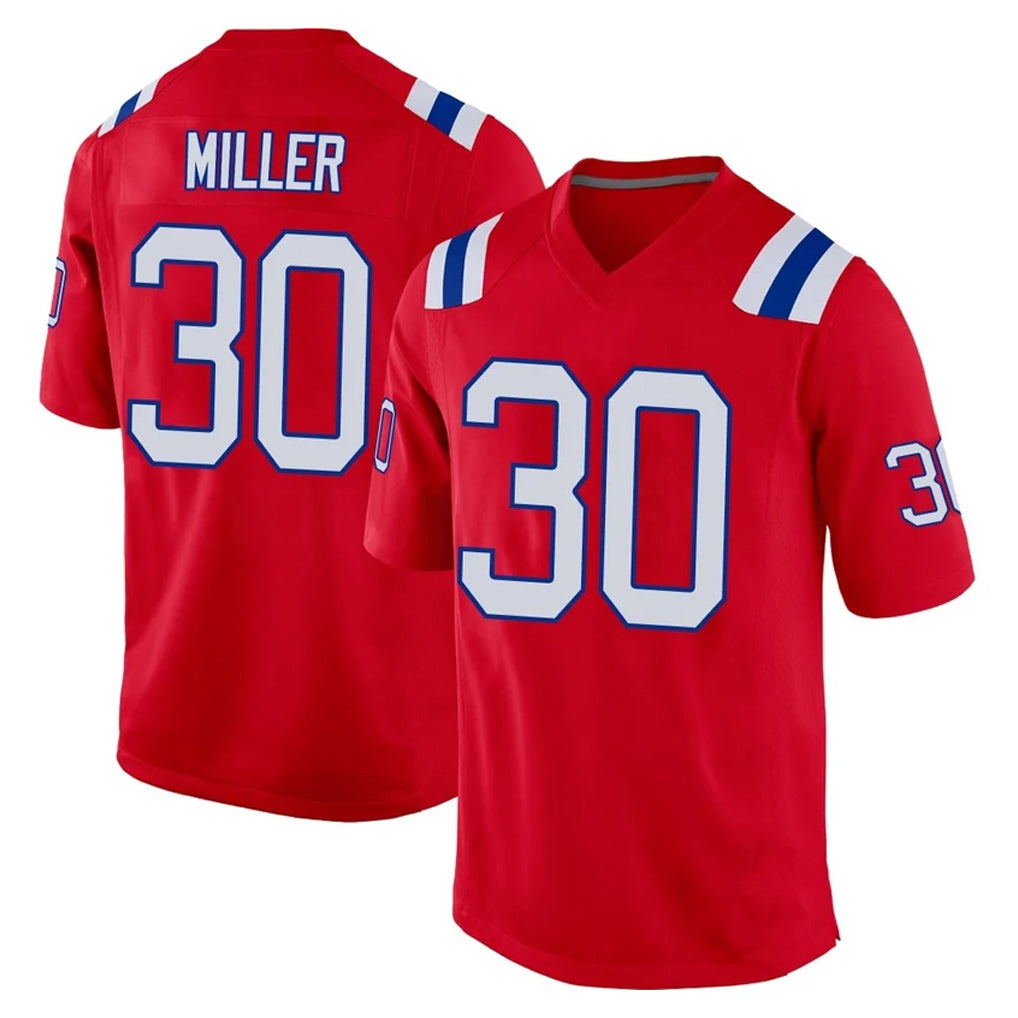 Vanessashop NE.Patriots #30 Jam Miller Player Red Home Game Stitched Jerseys