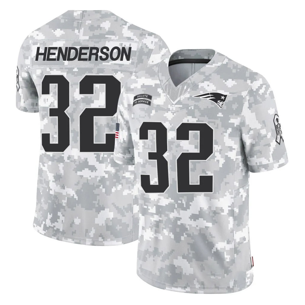 Vanessashop NE.Patriots #32 TreVeyon Henderson Player Arctic Camo Salute To Service Limited Game Stitched Jerseys