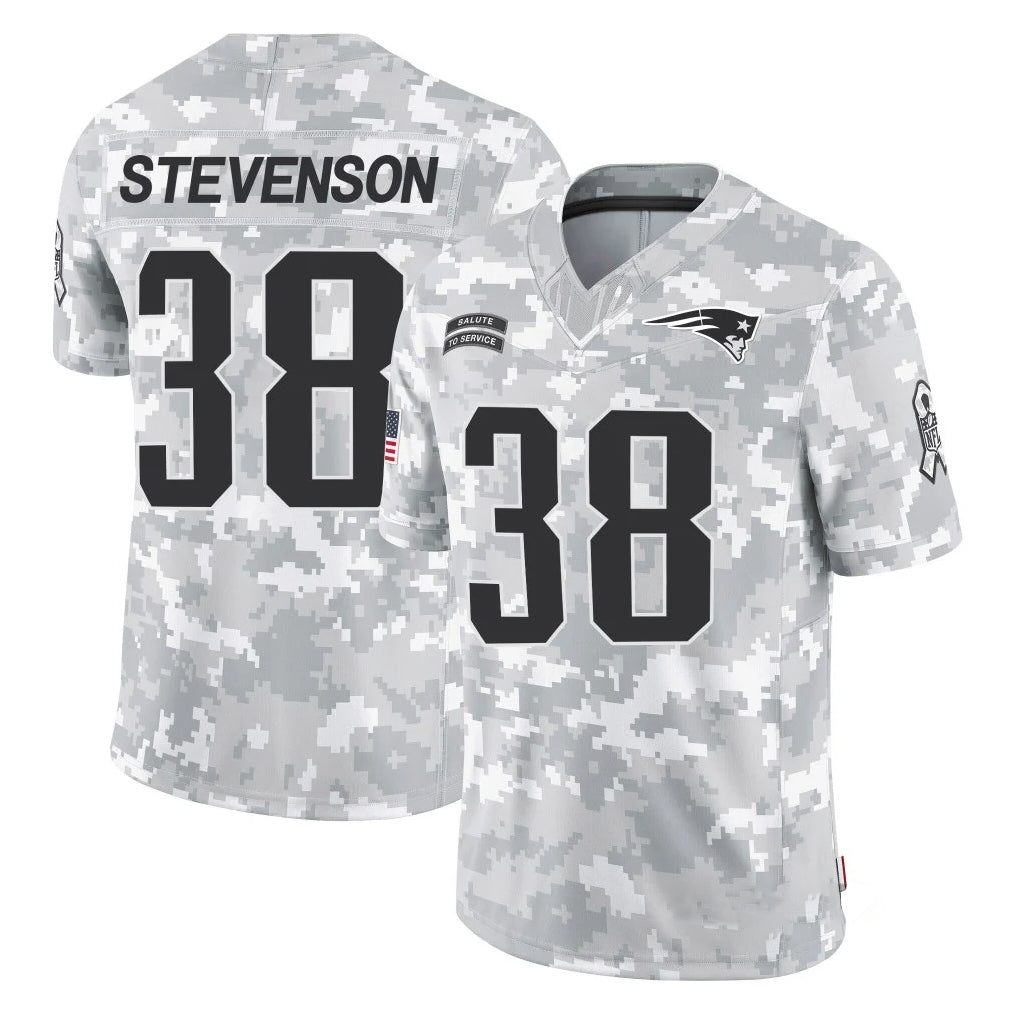 Vanessashop NE.Patriots #38 Rhamondre Stevenson Player Arctic Camo Salute To Service Limited Game Stitched Jerseys
